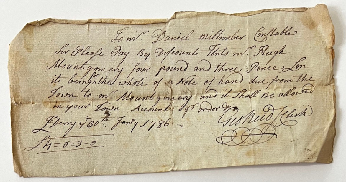 George Reid Revolutionary War General Signed Document New Hampshire Antique