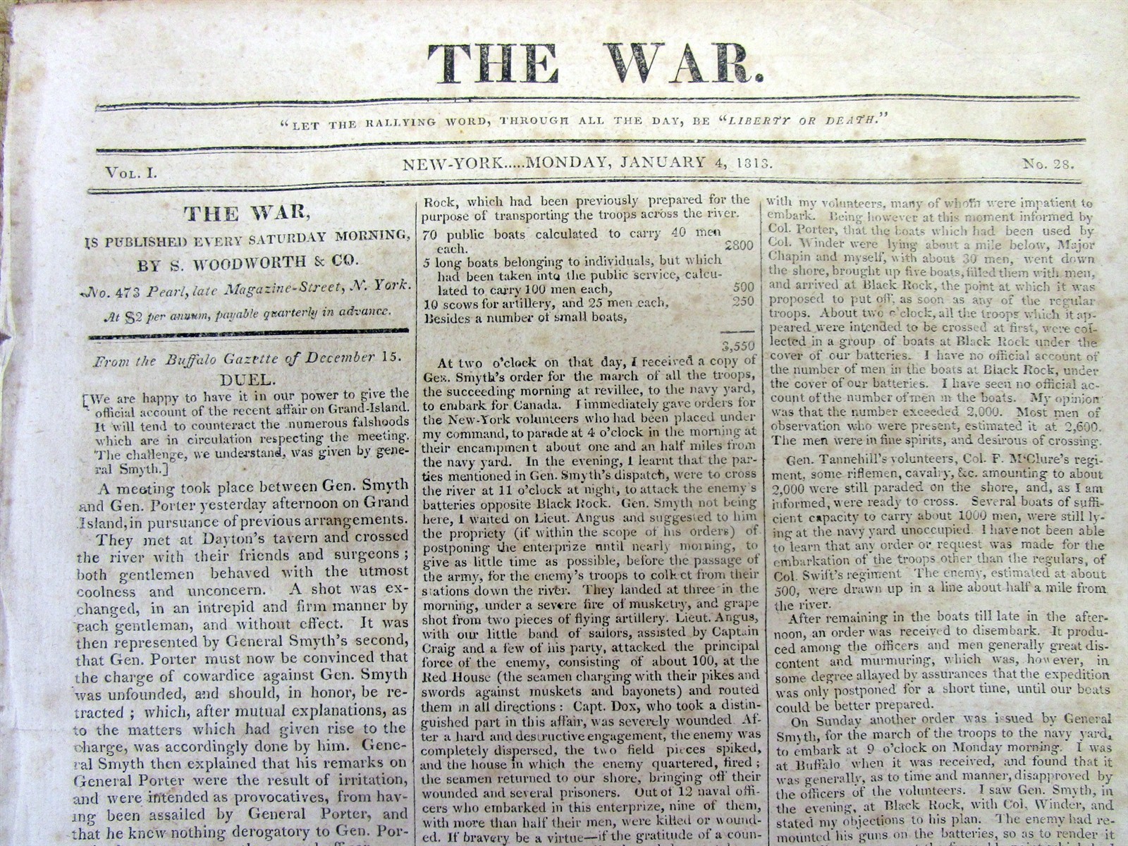Rare 1813 War of 1812 newspaper CAPT HULL-USS Constitution defeats HMS Guerriere