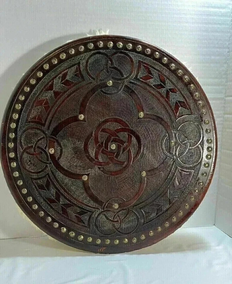 Medieval Engraved Wooden Viking Celtic Scottish Targe Round Shield Larp Gift Medieval Engraved Wooden Viking Celtic Scottish Targe Round Shield Larp Gift