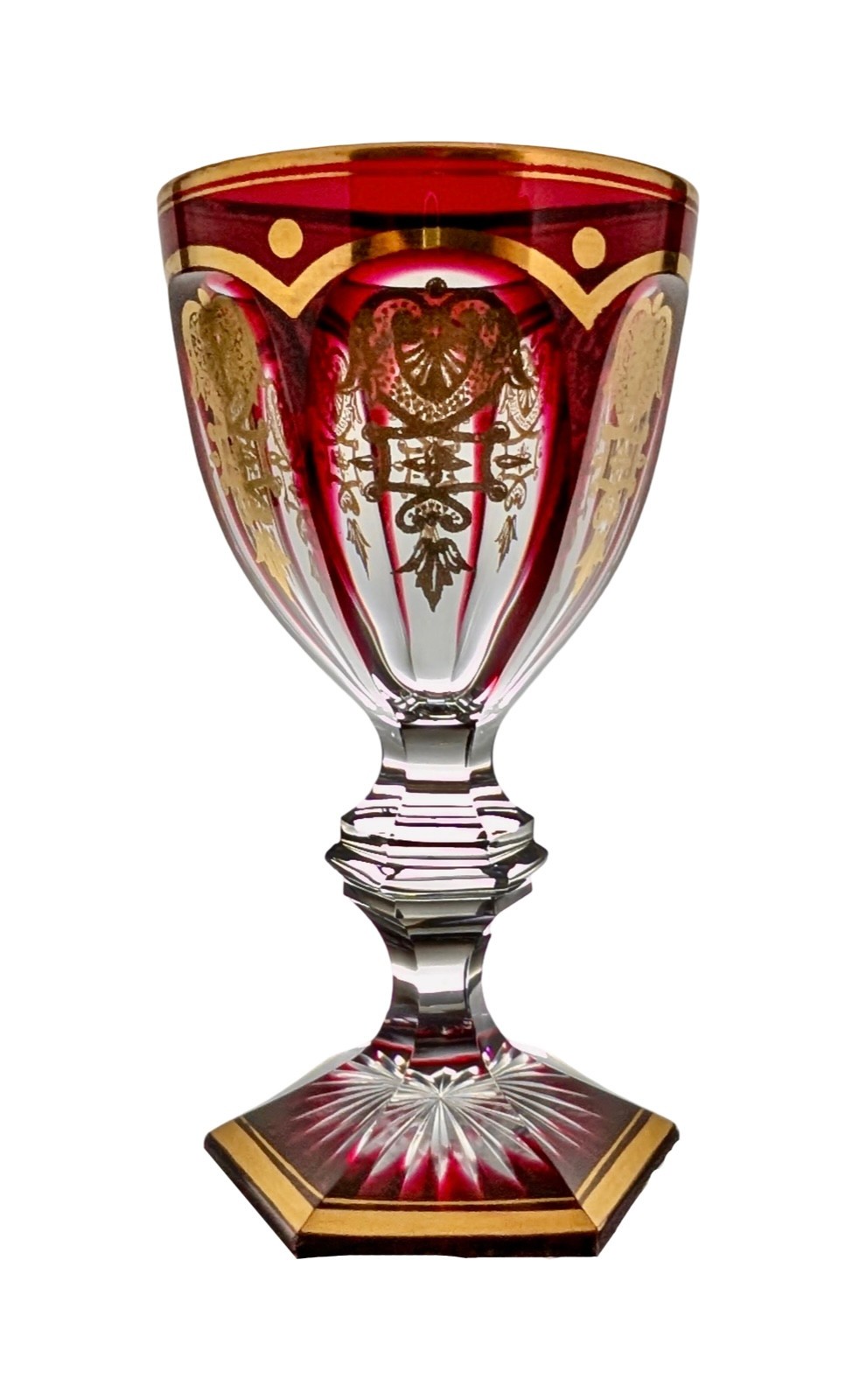 Baccarat Crystal Harcourt Empire Ruby Cut to Clear Wine Glass 5\