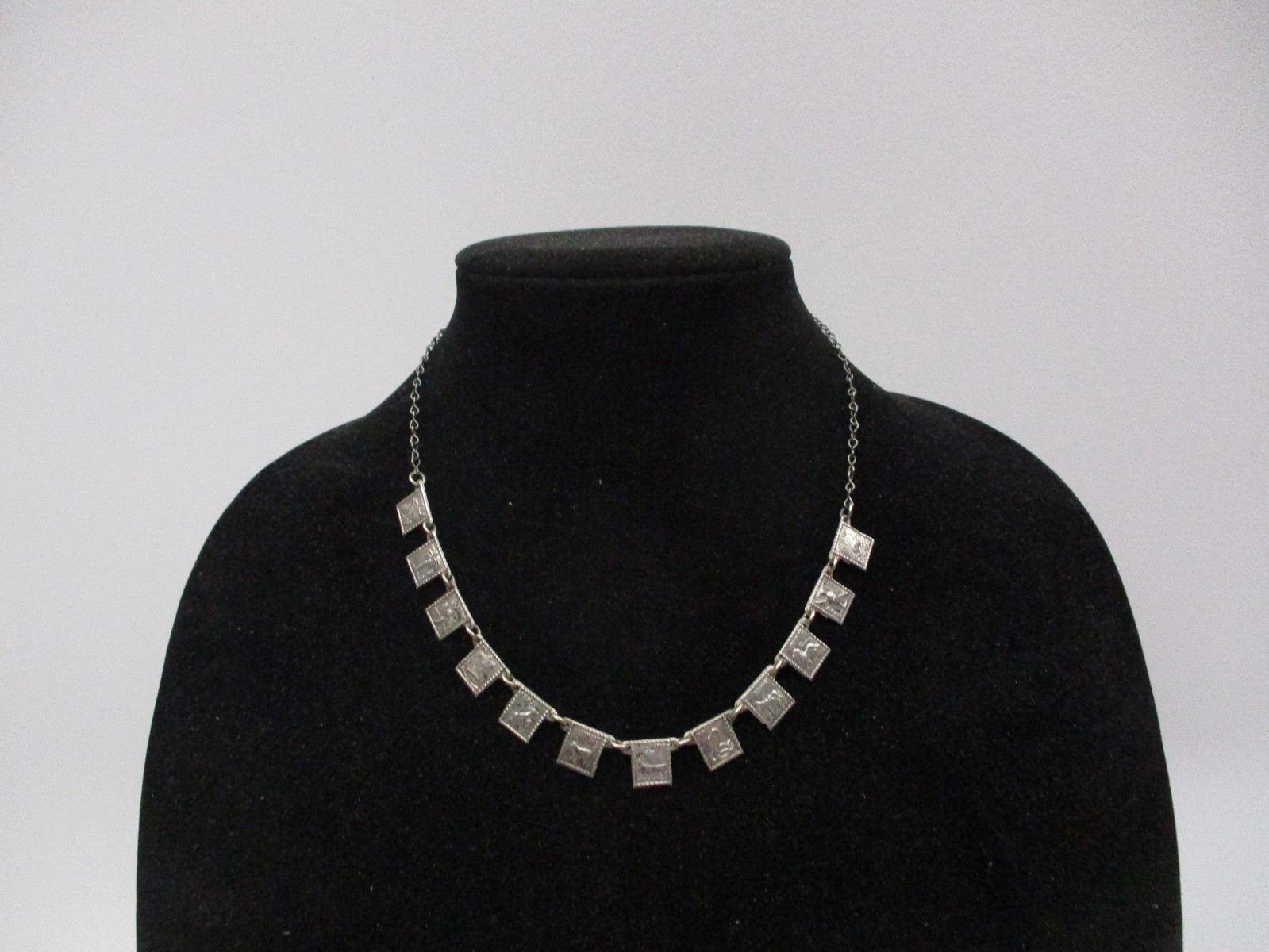 Vintage 800 Silver Bezalel 12 Tribes Of Israel Judaica Pendants Necklace 18