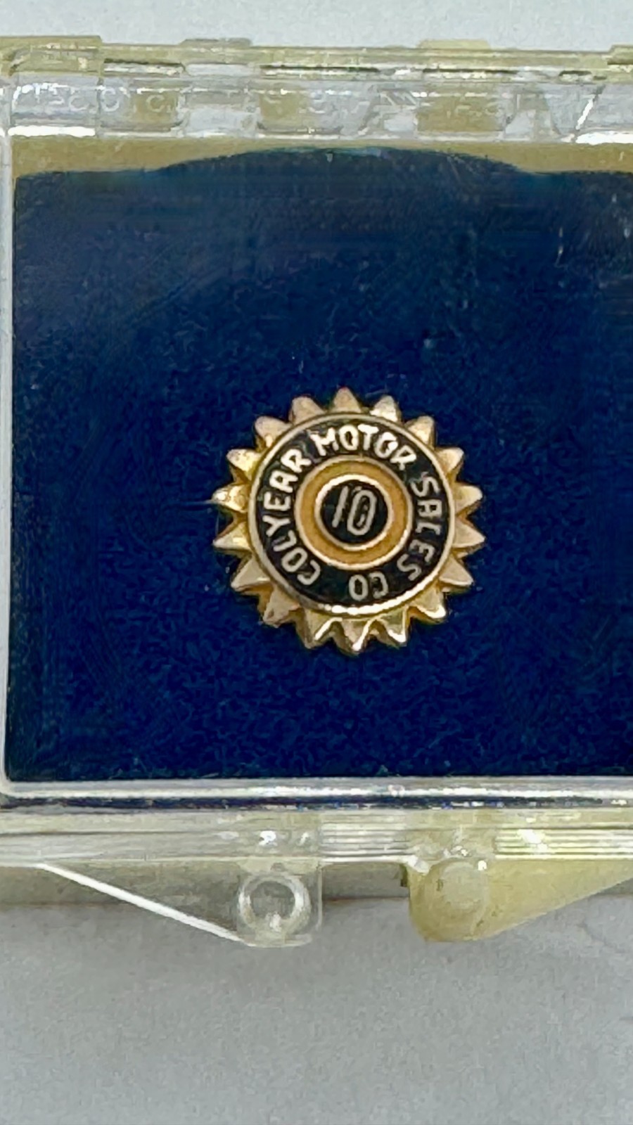 Vintage Colyear Motor Sales Co 10 Year Service Pin 10K Gold Enamel Original Box