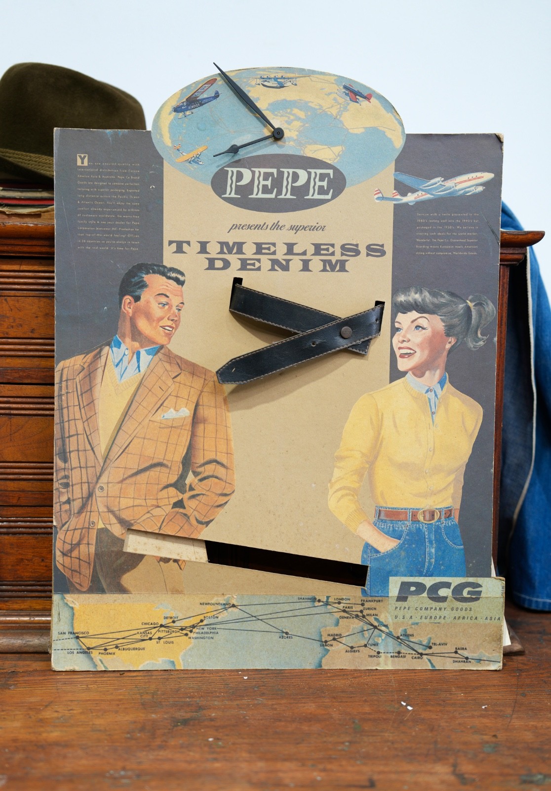 Vintage Pepe Denim Jeans Store Display Advertising Sign Clock RARE