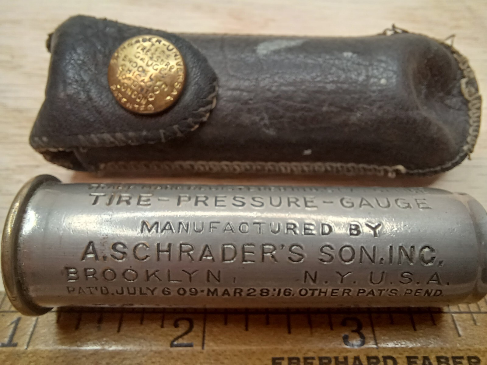 Vintage Schrader Universal Tire Pressure Gauge A Schraders Son Inc New York 1916