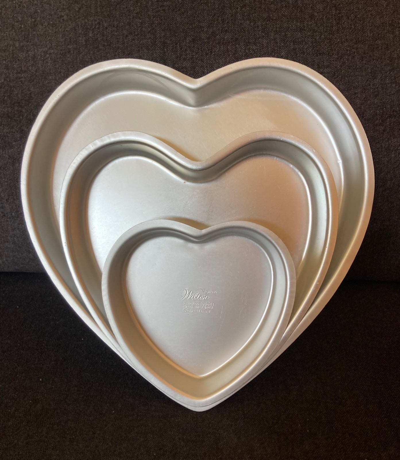 Set of 3 Vintage Wilton Heart Shaped Tiered Cake Pans 9