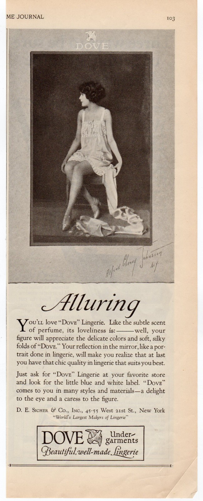 1925 Dove Lingerie Ad Alfred Cheney Johnston Art Deco Flapper Girl Undergarments