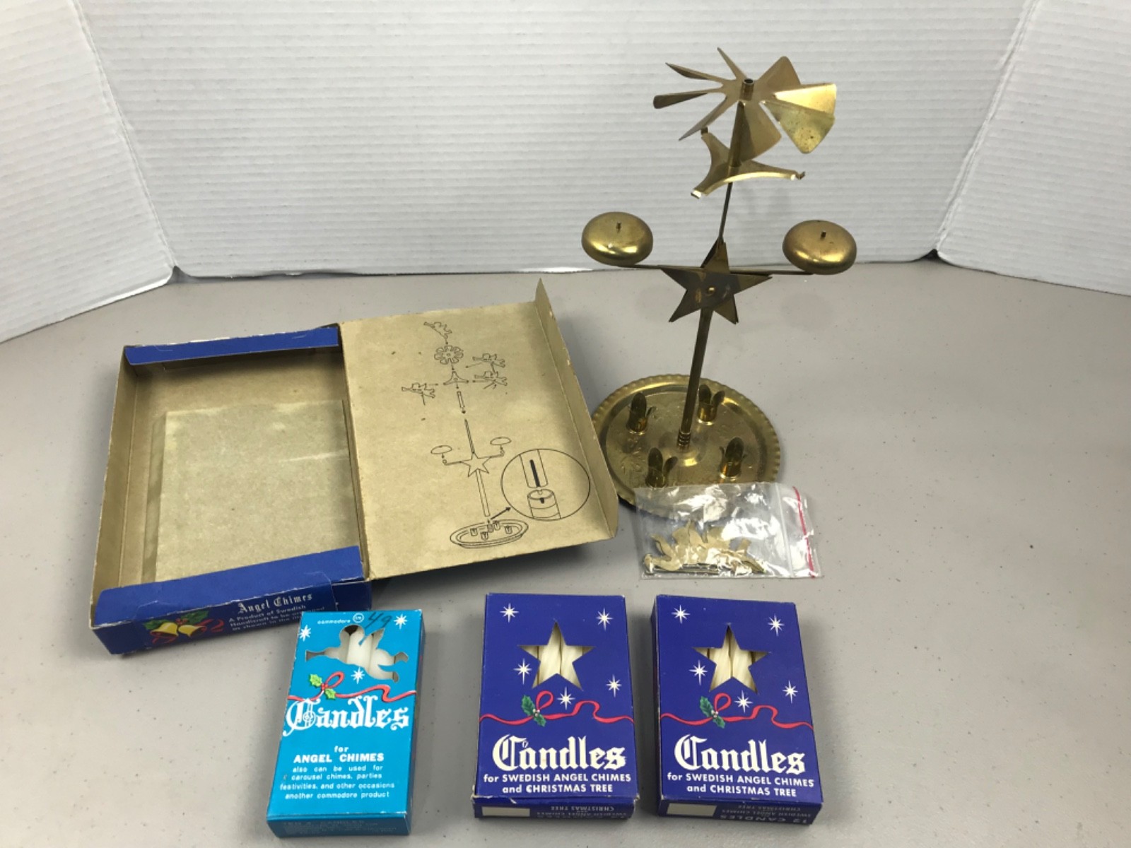 Vintage Swedish angel chimes + 3 boxes of candles holiday Xmas Christmas decor