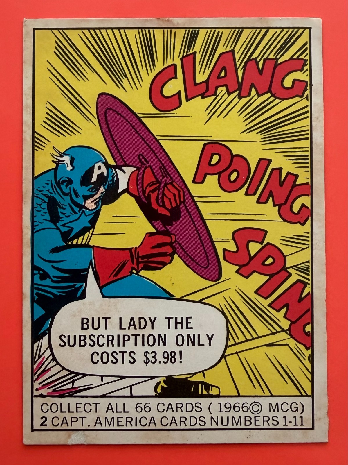 1966 DONRUSS MARVEL SUPER HEROES CAPTAIN AMERICA #2 - SEE NOTE