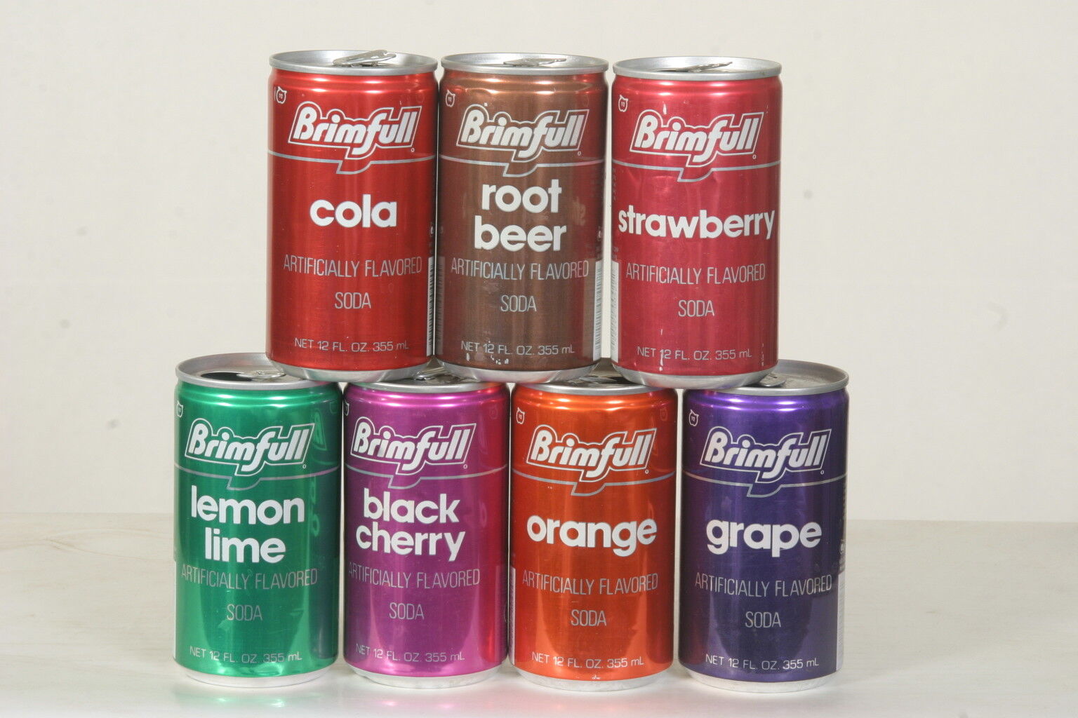 7 different Red Owl Brimfull Soda Cans - 12oz 