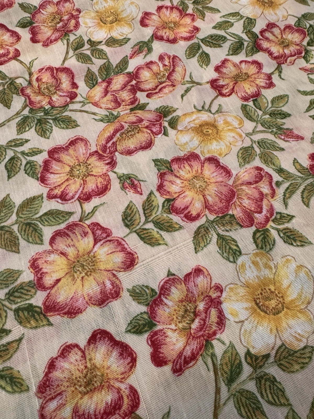 Vintage Floral Cotton Fabric Pink Dogwood FLORALS Yellow Ivory 5 YARDS 58 Vintage Floral Cotton Fabric Pink Dogwood FLORALS Yellow Ivory 5 YARDS 58