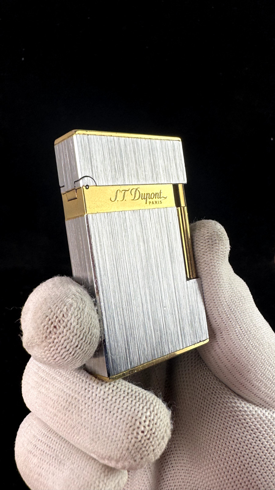 Dupont Ligne 2 Gold Silver Brushed Engraved Double Flame with Gift Box