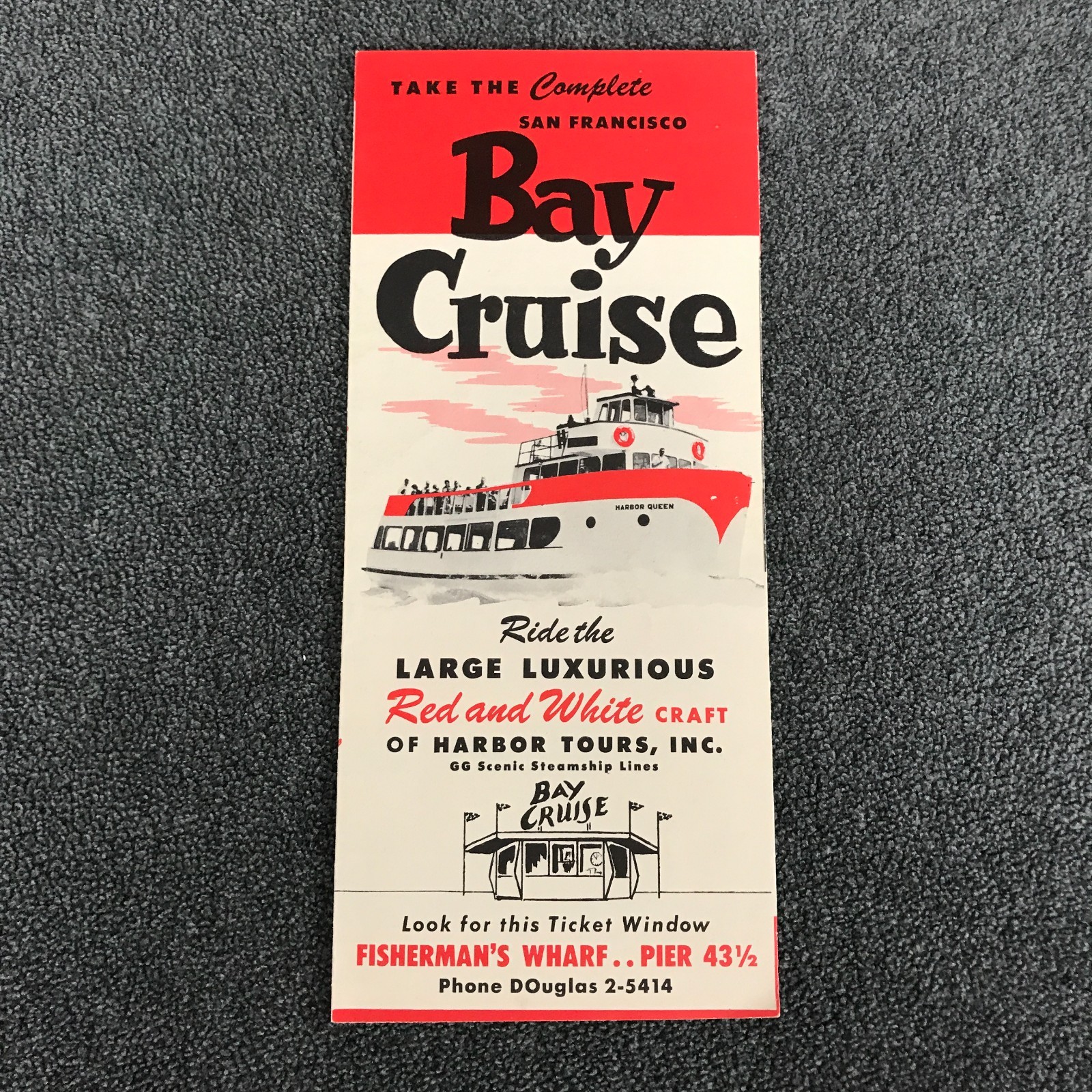 VINTAGE San Francisco Bay Cruise Harbor Tours Pier 43 Fisherman\'s Wharf Brochure