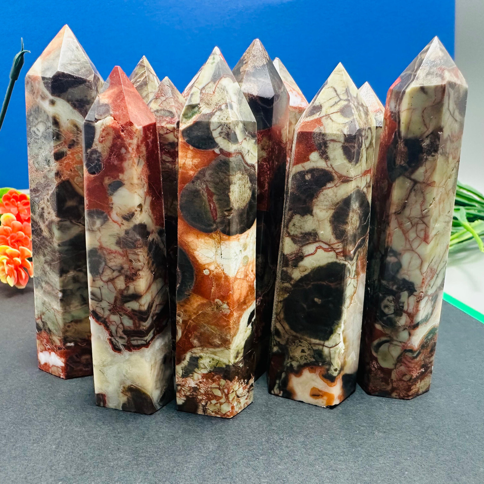 2LB Wholesa Natural Money Agate Obelisk Quartz Crystal Wand Tower Point Healing