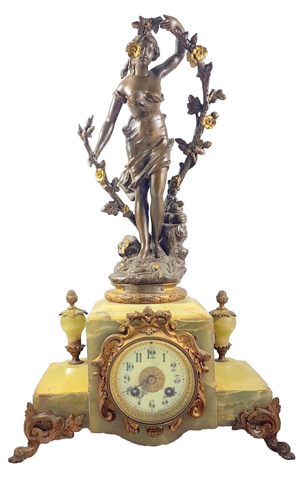 Antique mantel clock, bronze, France, Emil Fuchs, 1890, large, 55 cm,...