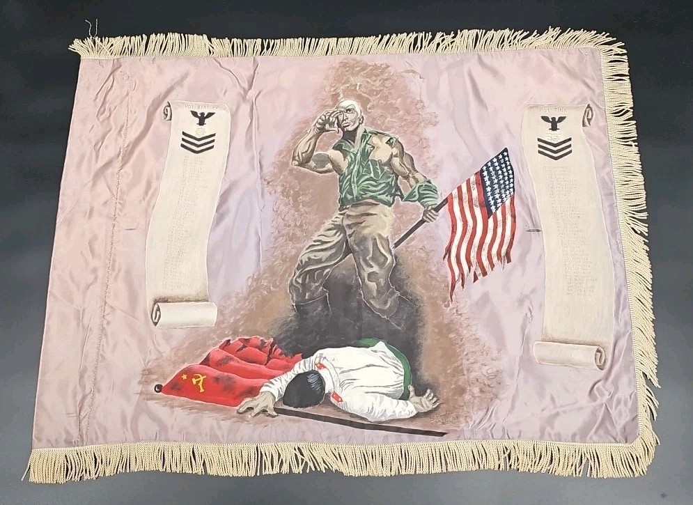 USN NAVY COMPANY 211 HAND PAINTED FLAG Double Sided POW MIA AMAZING 