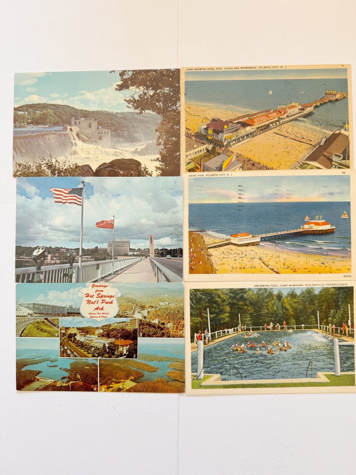 Lot of 6 Vintage Postcards Atlantic City NJ Niagara Falls Posted 1940 1961