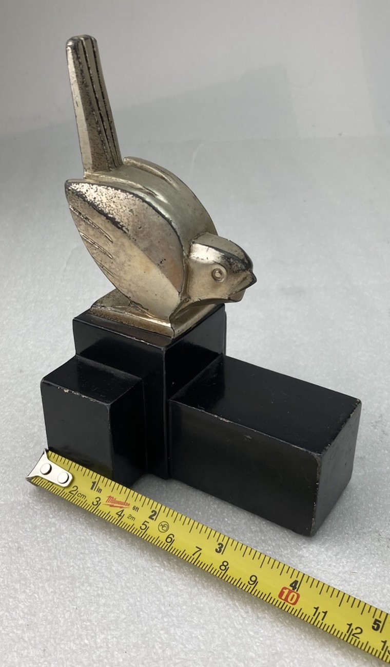 Vintage Art Deco Bookend Bird Upswept Tail Black, Base