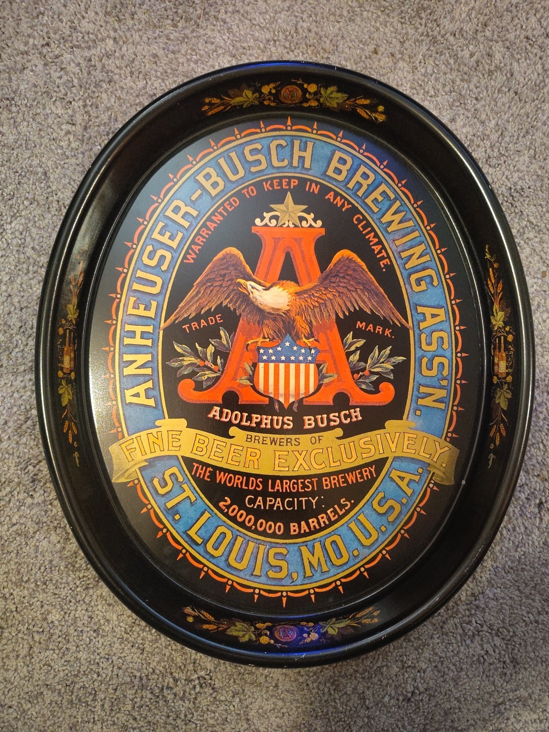 An Original Anheuser Busch Serving Tray From 1970's An Original Anheuser Busch Serving Tray From 1970's