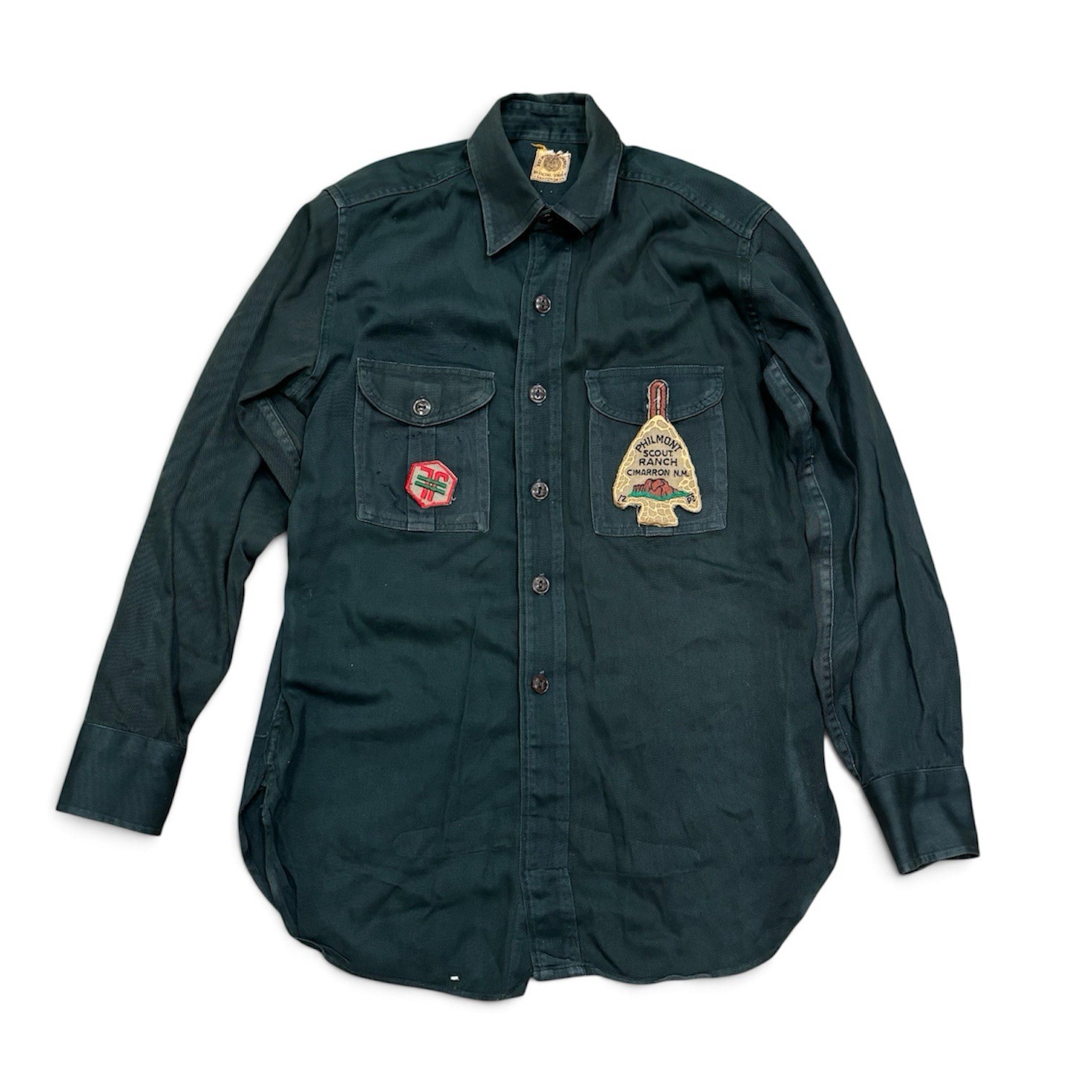 Vintage 1940s BSA Spruce Green Senior Explorer Scout Shirt Philmont Gauze Patch