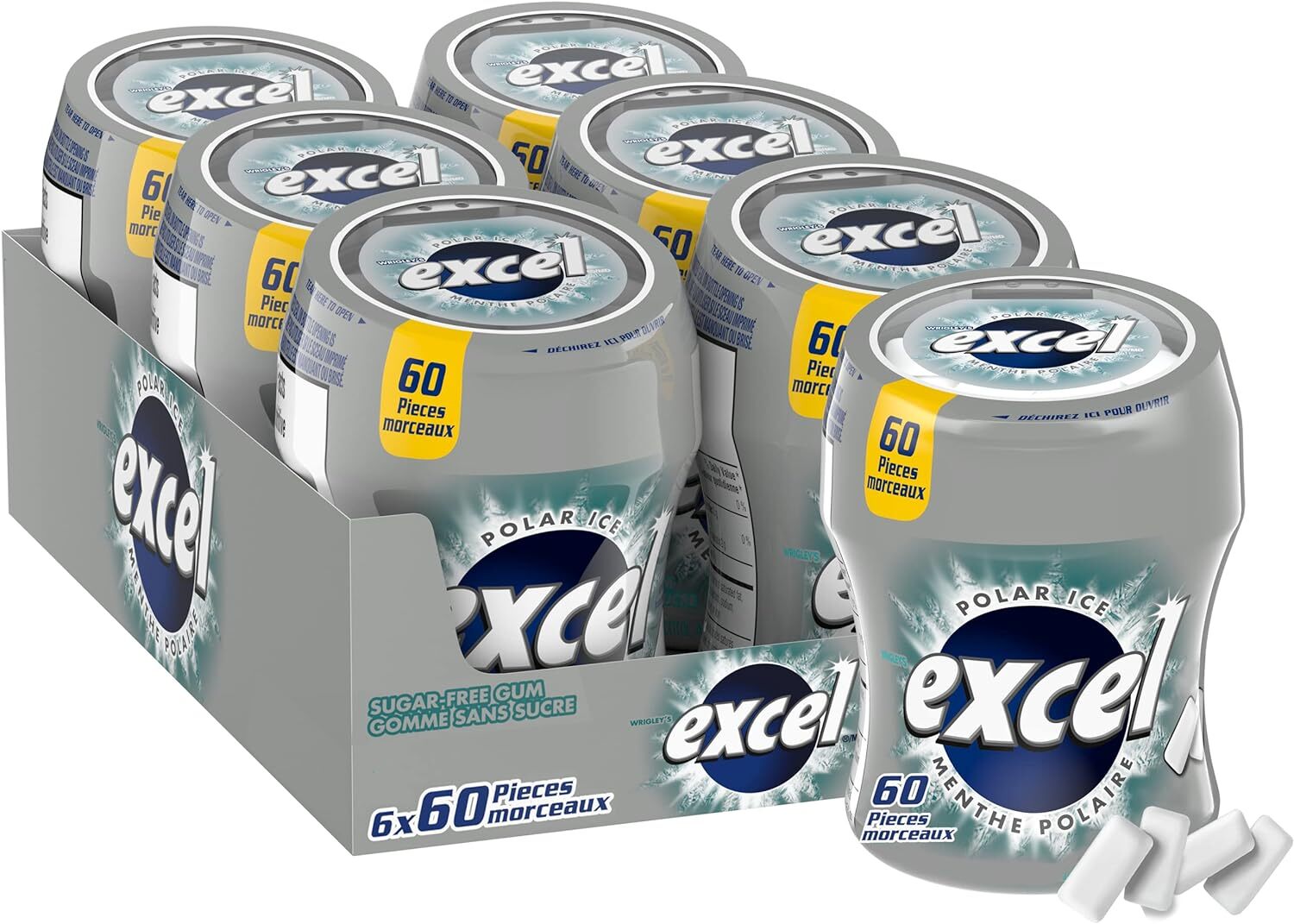 Excel Sugar-Free Gum, Polar Ice, 60 Pieces Each 6 Bottles Canada Excel Sugar-Free Gum, Polar Ice, 60 Pieces Each 6 Bottles Canada