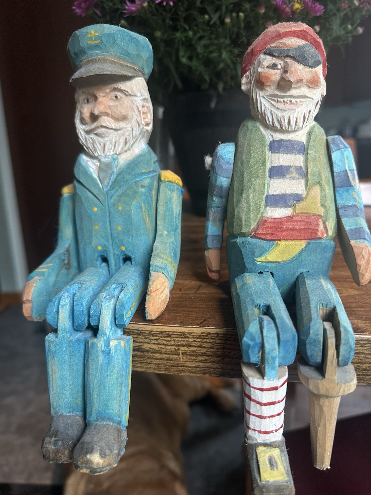 Nautical Themed Hand Carved Shelf Sitters Lot of 2 Nautical Decor