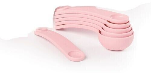 New Tupperware Snap Together MEASURING SPOONS - 6 Pc Set - Pink - BPA Free