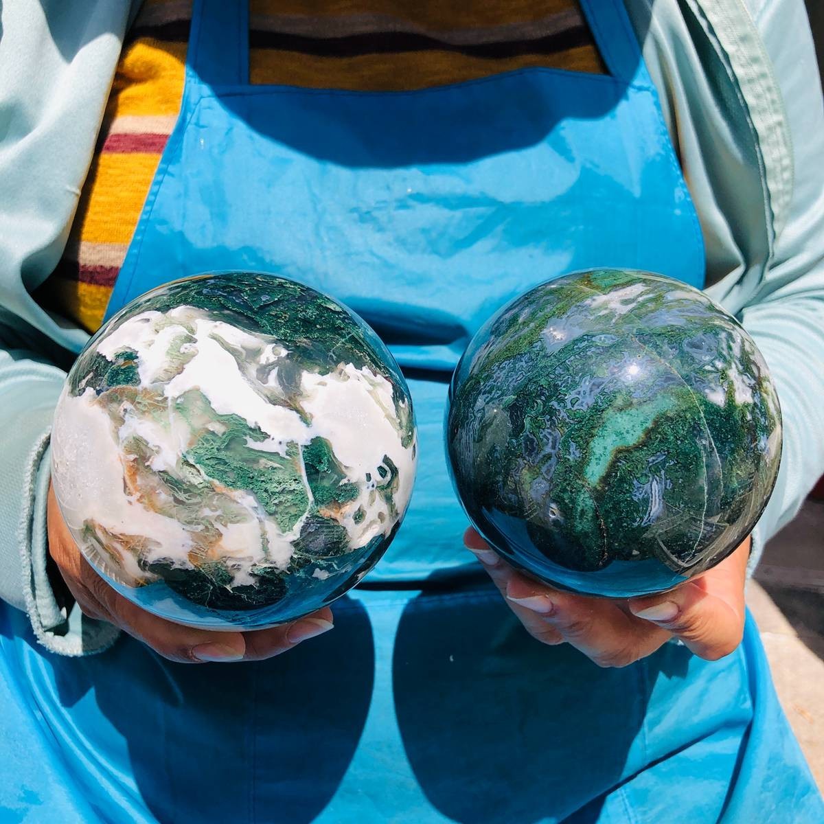 5.1LB 2pcs Natural Aquatic Plants Agate Sphere water grass Moss agate Ball