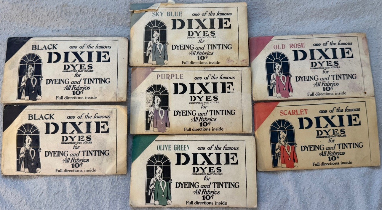 Antique 1920’s LOT(7) Dixie Dyes Envelopes - Sky Blue, Purple, Old Rose, Scarlet Antique 1920’s LOT(7) Dixie Dyes Envelopes - Sky Blue, Purple, Old Rose, Scarlet