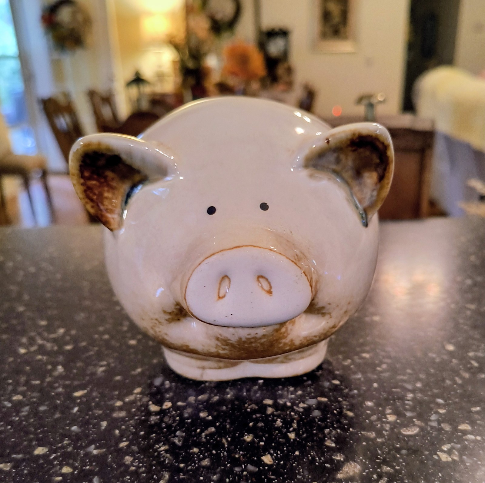 Small Ceramic Pig Figurine Hand Painted Glossy Beige Brown 4 Small Ceramic Pig Figurine Hand Painted Glossy Beige Brown 4