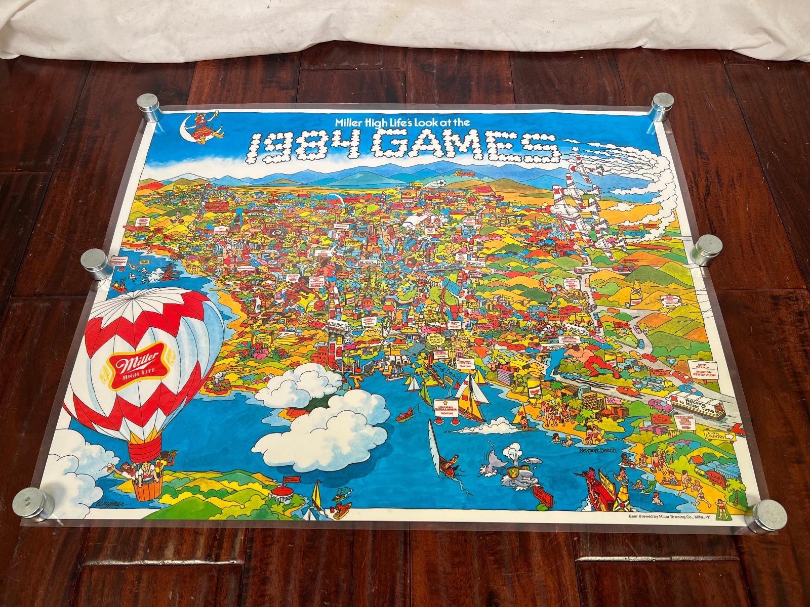 Vintage Miller High Life 1984 Games Poster Los Angeles Olympics Laminated Vintage Miller High Life 1984 Games Poster Los Angeles Olympics Laminated