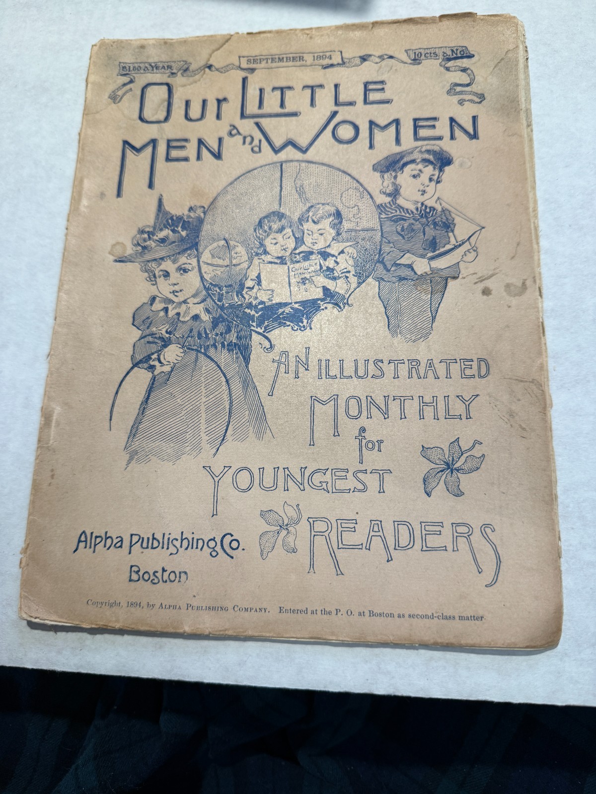 OUR Little Men & Women CHILDRENS Magazine  1894 ANTIQUE Alpha Boston AS IS
