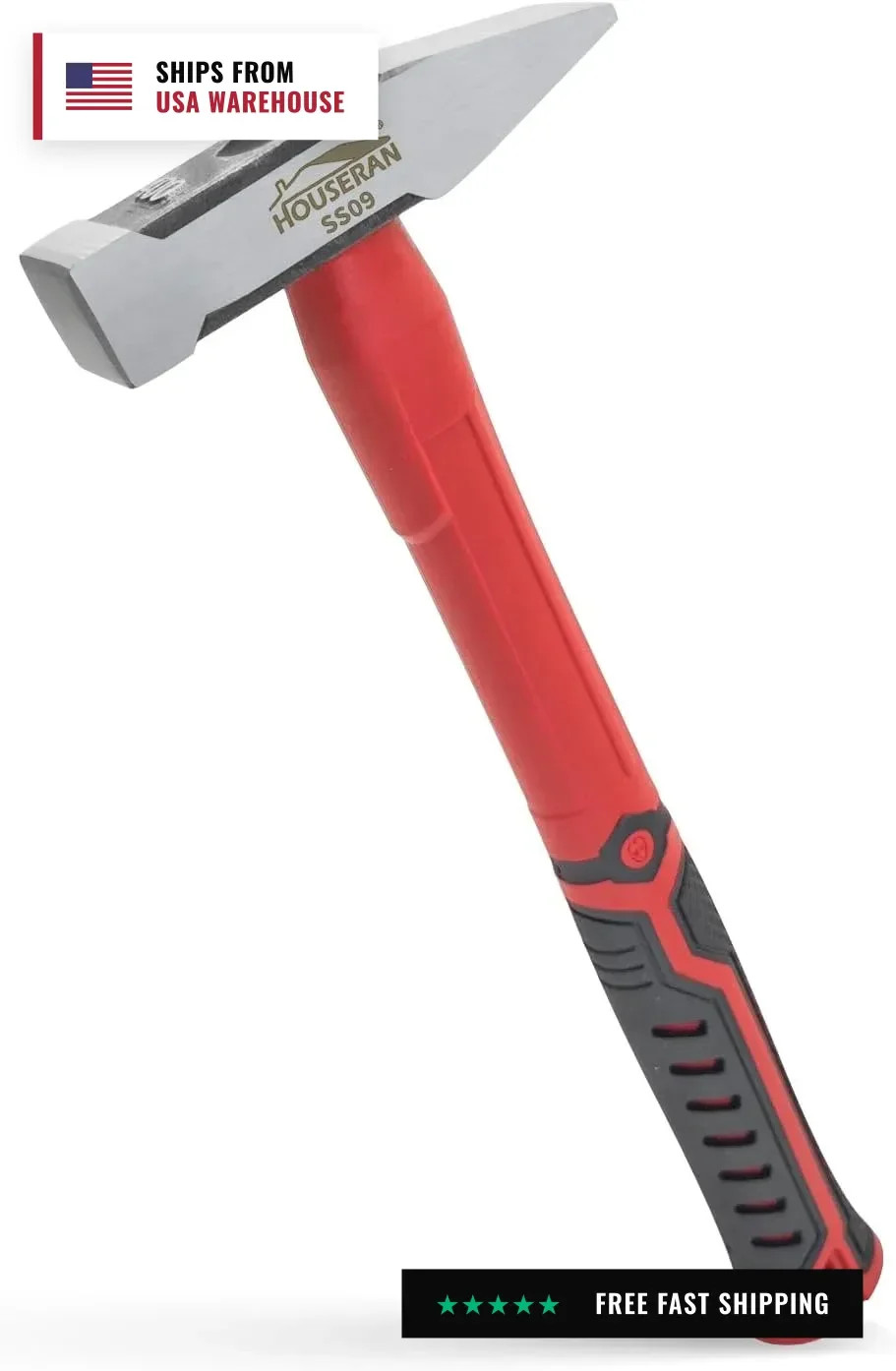 300g Cross Peen Sheet Metal Hammer with Non-Slip Rubber Grip