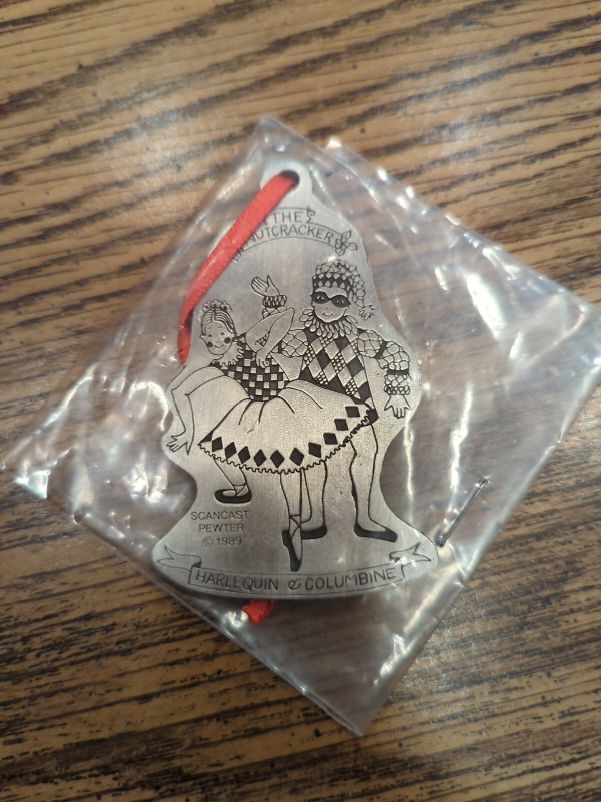 The Nutcracker Suncast 1989 Pewter Christmas Ornament Harlequin & Columbine 