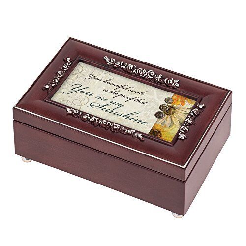 You Are My Sunshine Wood Finish with Silver Trim Jewelry Music Box