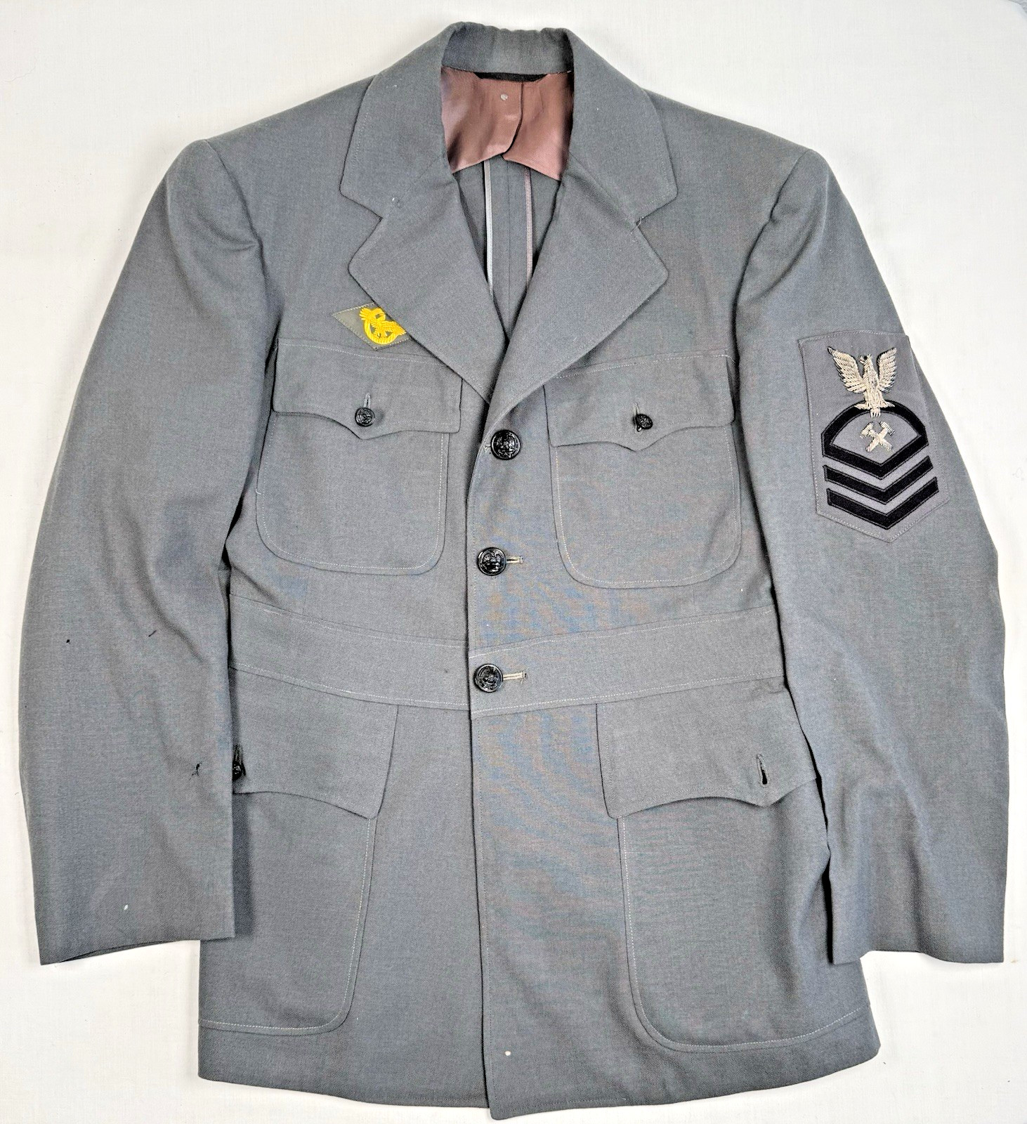 WWII US Navy Damage Control Chief Petty Officers CPO Gray Uniform Dress Jacket WWII US Navy Damage Control Chief Petty Officers CPO Gray Uniform Dress Jacket