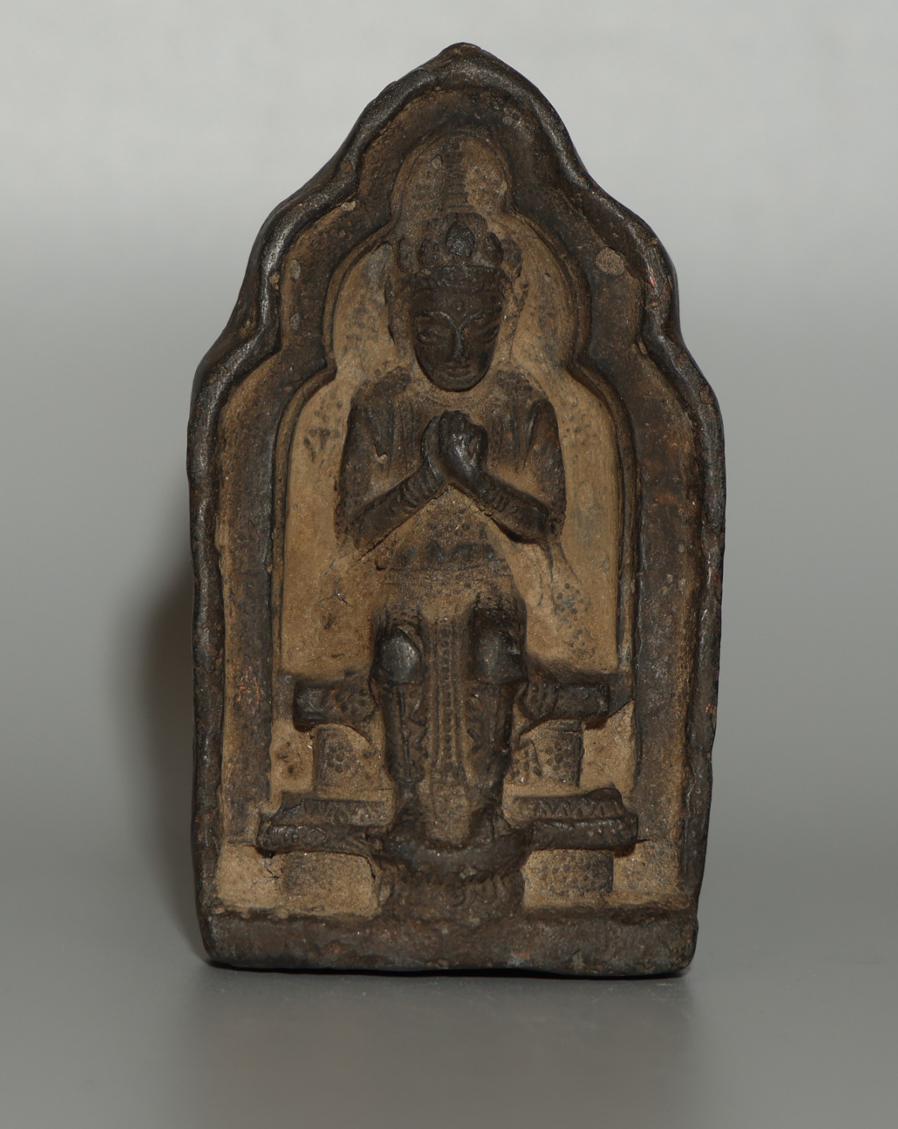 Tibet 1500s Old Antique Buddhist Clay Tsa Tsa Buddha Statue Maitreya Bodhisattva