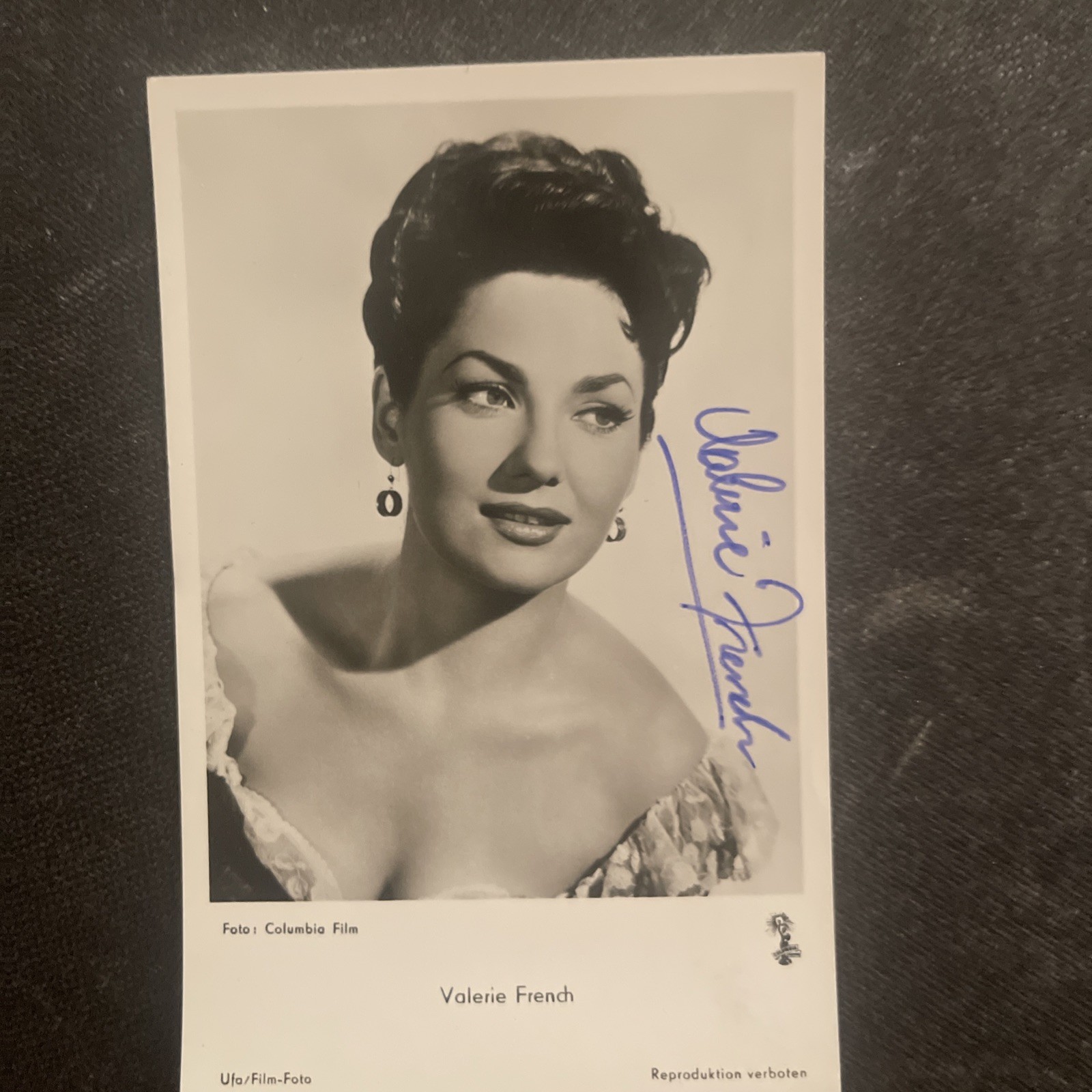 Vintage Postcard Cinema Valerie French Autograph Signature Dedication