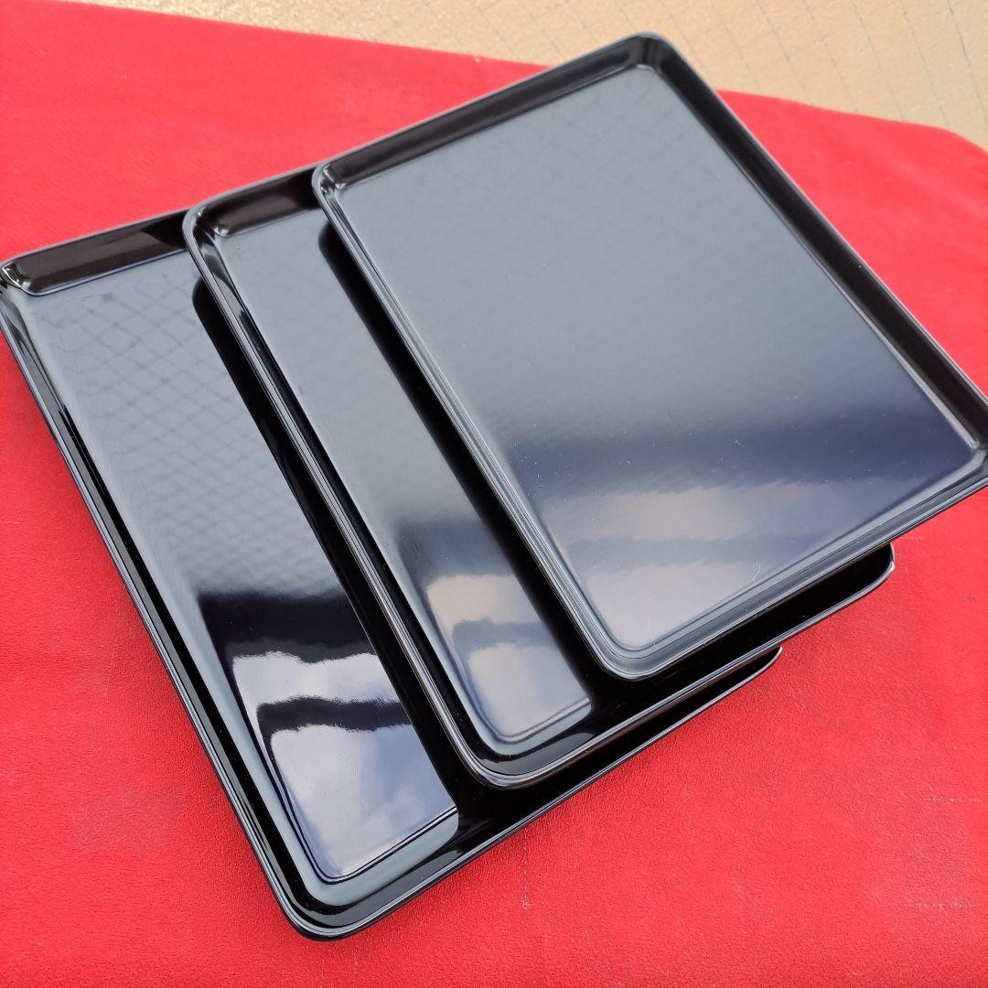Echizen Lacquerware Stamp Tray Set 3pcs Natural Wood for Gift/Storage Used