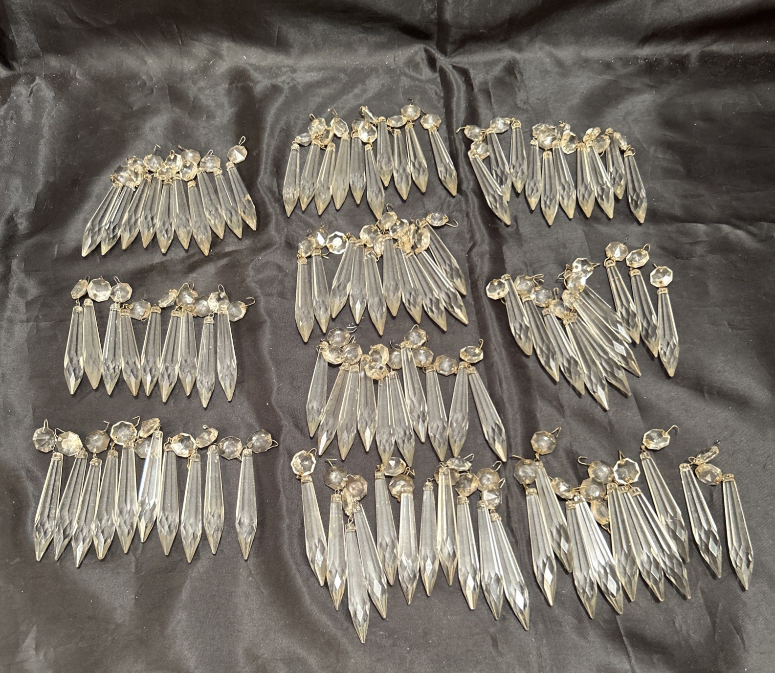 Lot of 100 Clear Vintage Crystal Spear Point Chandelier Prisms