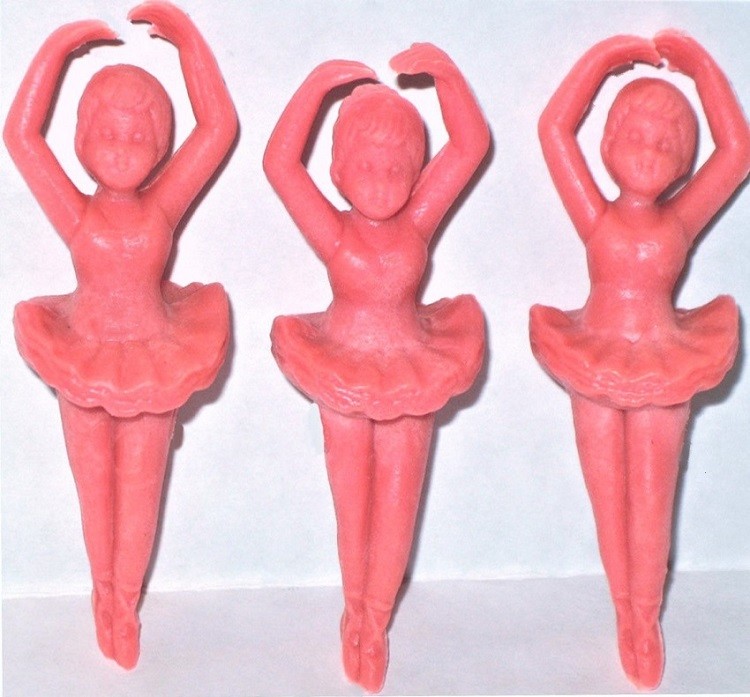 3 BALLERINA BALLET DANCER ERASER s Vintage Toy Figurine B. Shackman