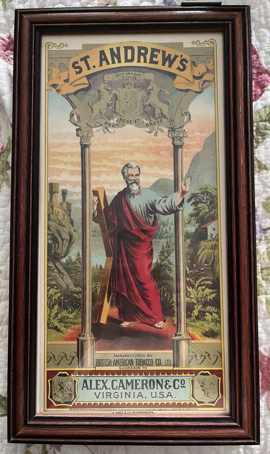 St. Andrew's Virginia U.S.A. Framed Tobacco Label