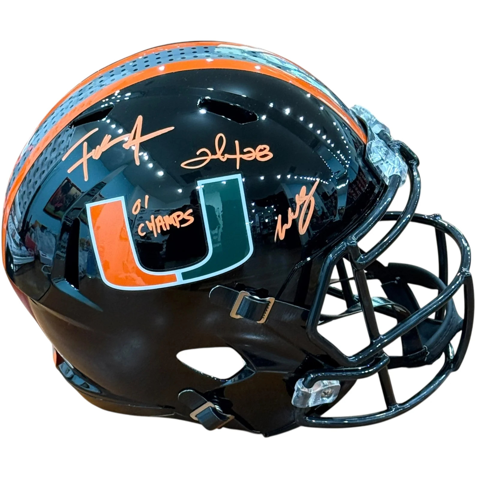 2001 Miami Hurricanes Running Backs Autographed (Gloss Black) Deluxe Full-Size R 2001 Miami Hurricanes Running Backs Autographed (Gloss Black) Deluxe Full-Size R