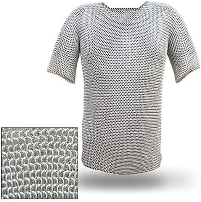 Medieval Warrior Haubergeon Butted Chain Mail Replica Armor Medium Shirt Silver Medieval Warrior Haubergeon Butted Chain Mail Replica Armor Medium Shirt Silver