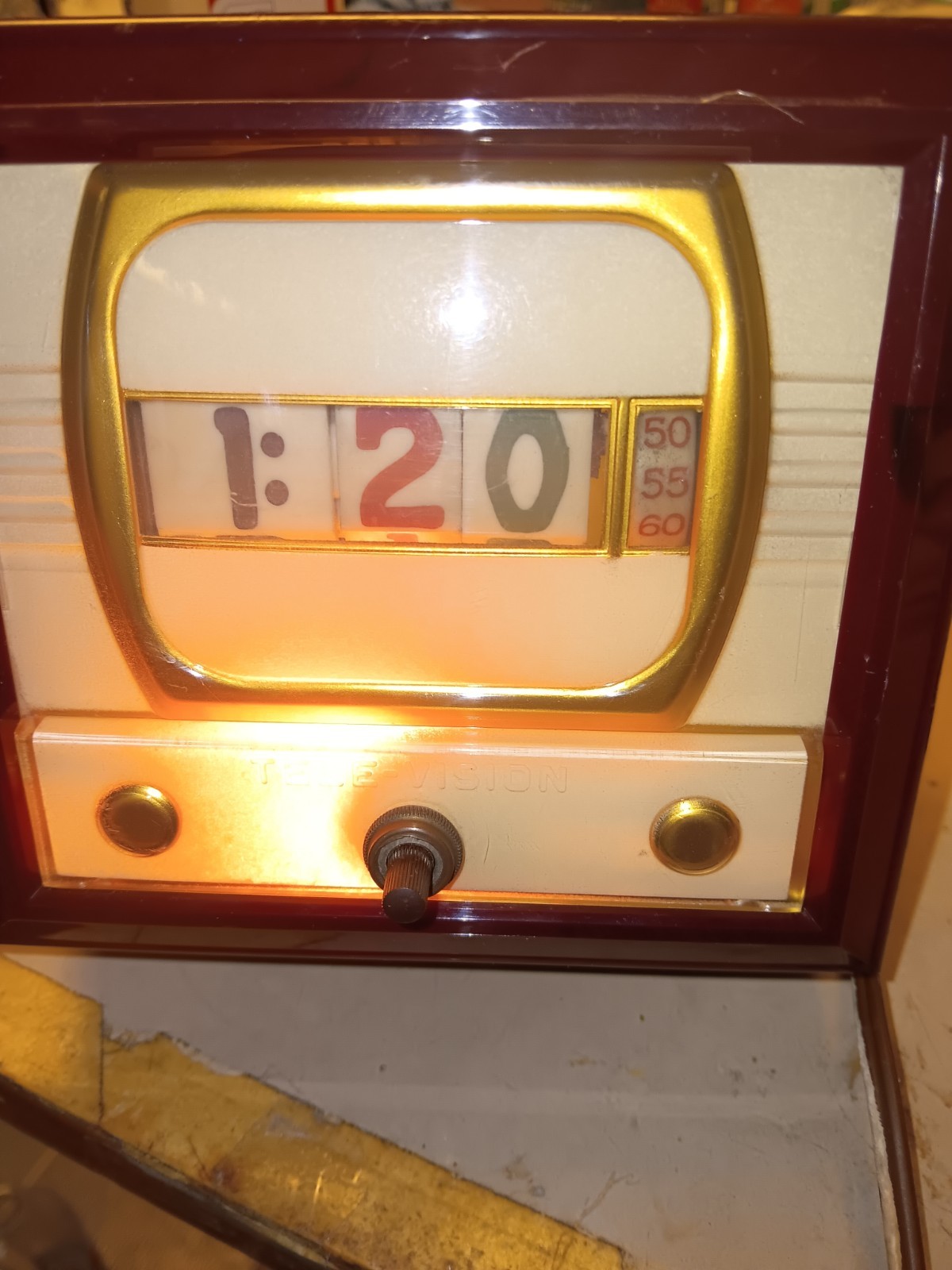 Vtg 1950’s Tymeter Numechron Tele-Vision Lighted TV Clock Model 700 Works & NICE Vtg 1950’s Tymeter Numechron Tele-Vision Lighted TV Clock Model 700 Works & NICE