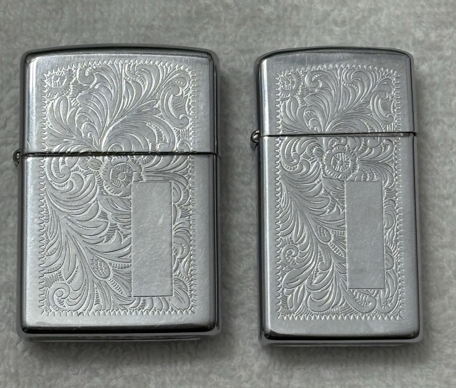 2 Matching His & Hers Vintage (1993) Ornate Zippo Lighters Ready To Engrave 2 Matching His & Hers Vintage (1993) Ornate Zippo Lighters Ready To Engrave