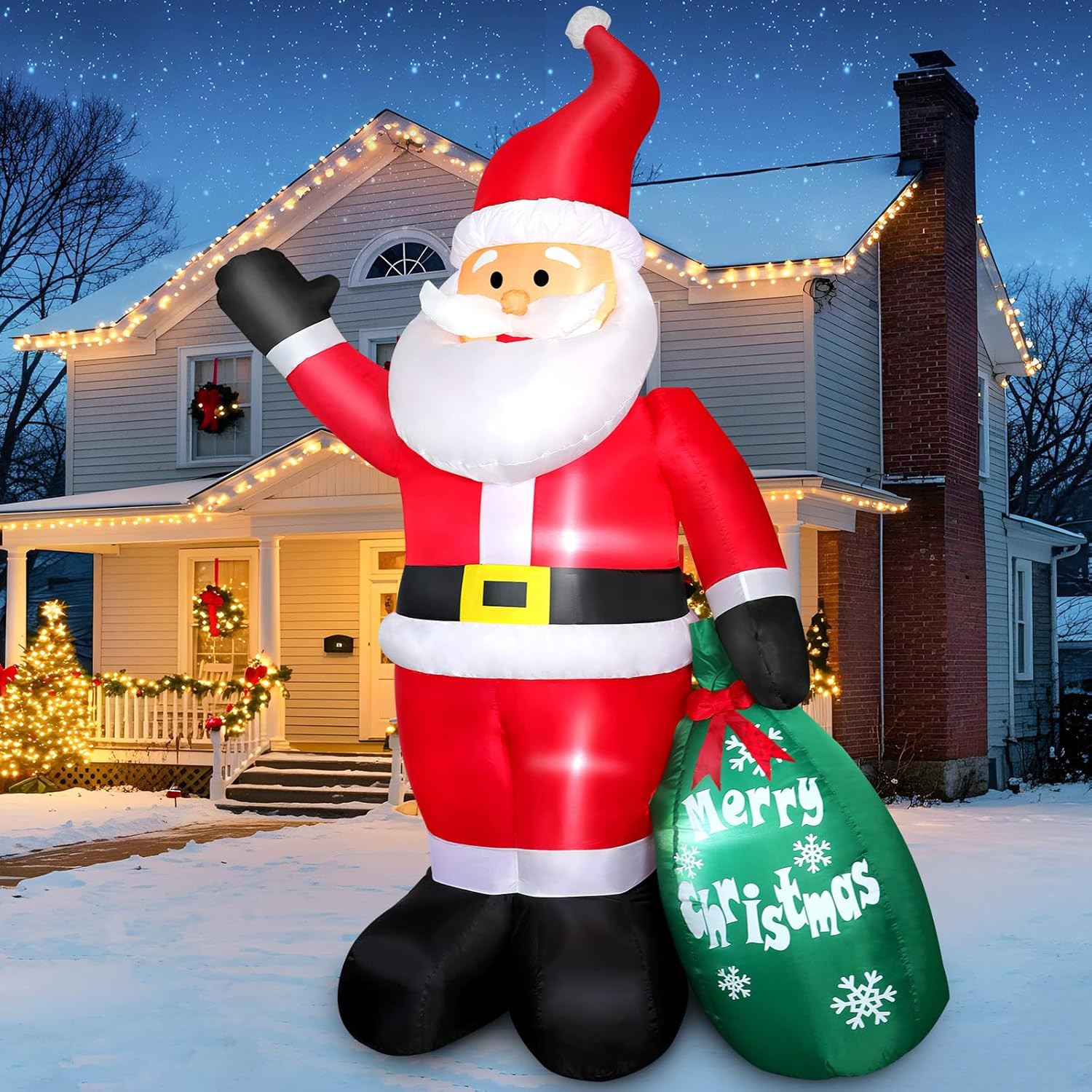 7 FT Christmas Inflatable Santa Claus with Gift Bag, Blow up Giant Santa Claus I 7 FT Christmas Inflatable Santa Claus with Gift Bag, Blow up Giant Santa Claus I