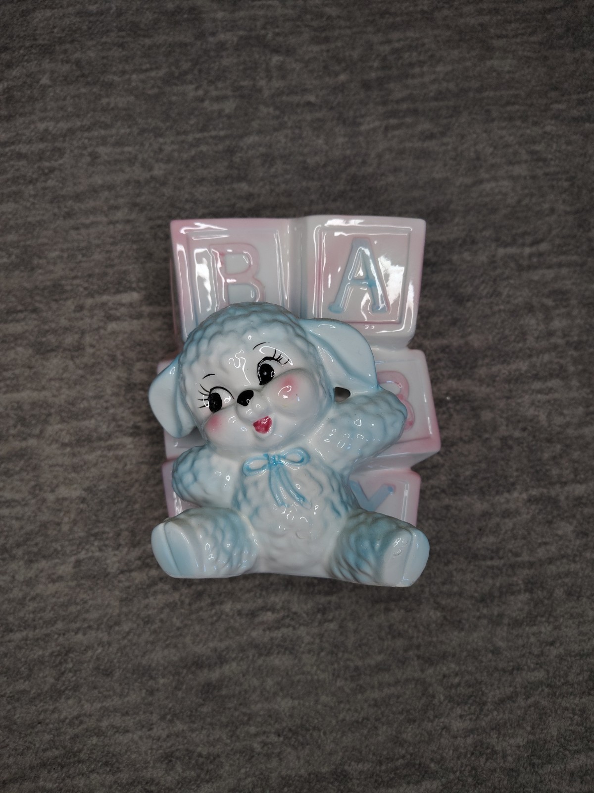 RARE MCM Vintage Lefton Planter Vase Anthropomorphic  Pink Blue Lamb Ruben