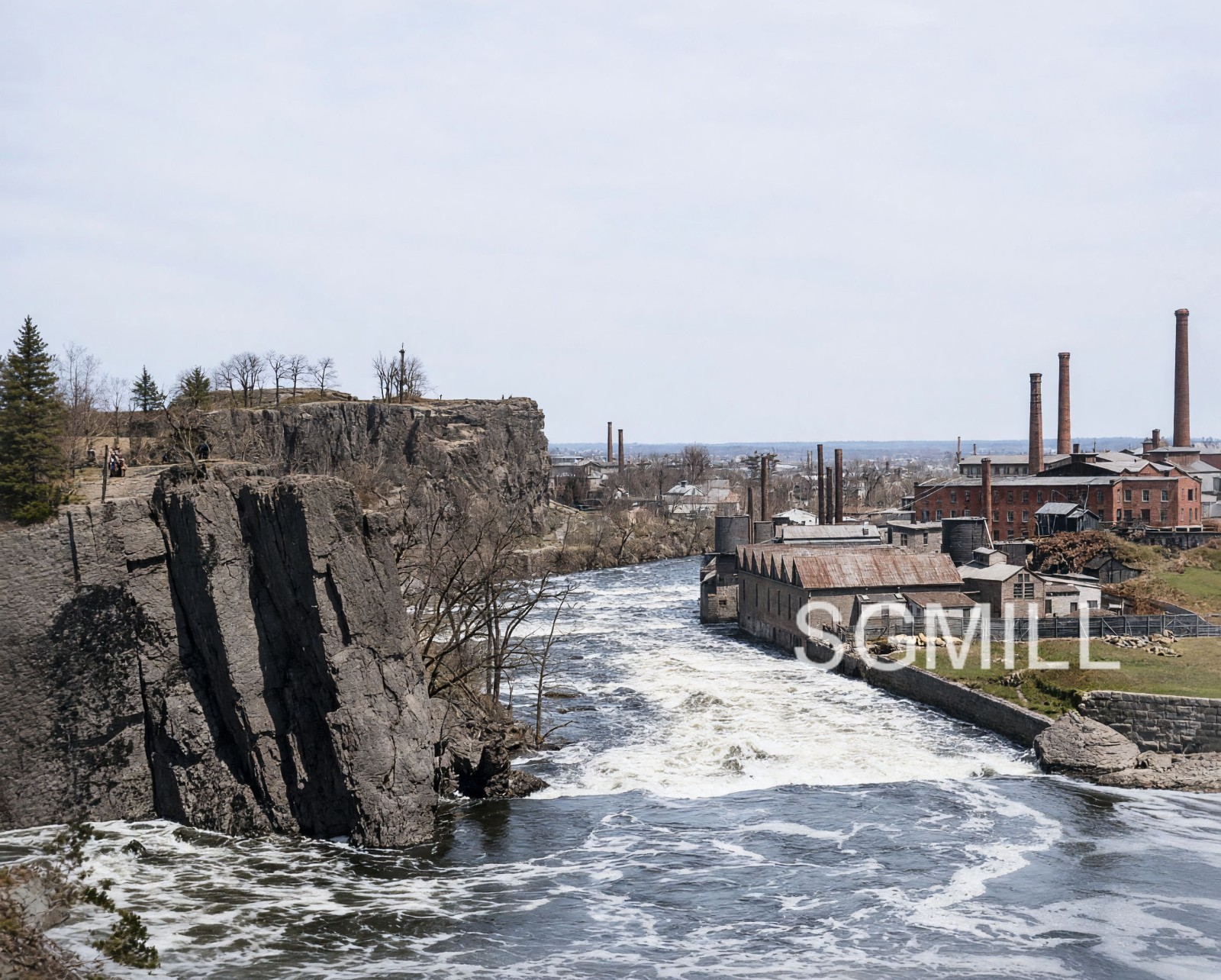 Antique Photo Paterson Great Falls NJ Passaic River Industrial Mills 1900s