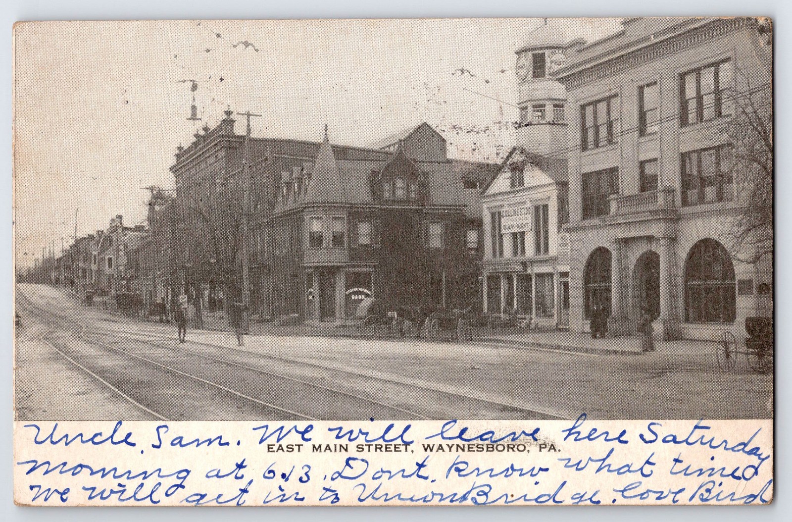 [42J12] Postcard 1913, East Main Street Waynesboro PA