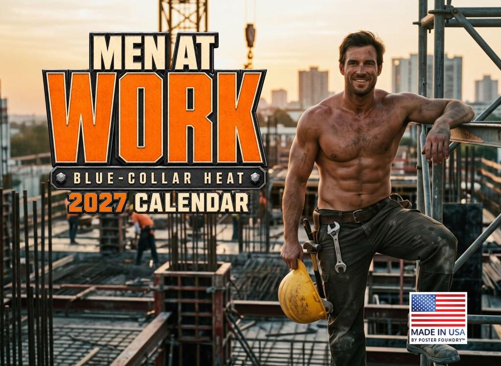 Hot Guys Men at Work Blue Collar Heat Calendar 2027 Wall Monthly Sexy Shirtless
